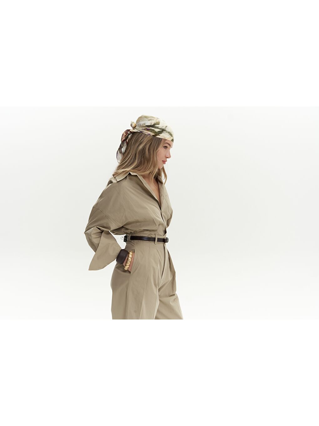 Bej Olney Kemer Detay Uzun Taş Tulum-3