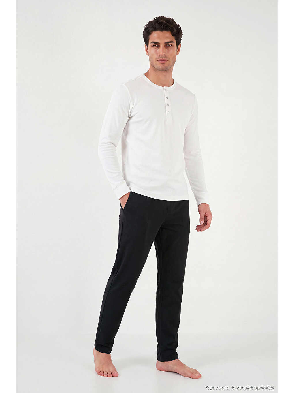 Siyah Lastikli Bel Düz Paça Ultra Soft Polar Pijama Altı 6098001-1