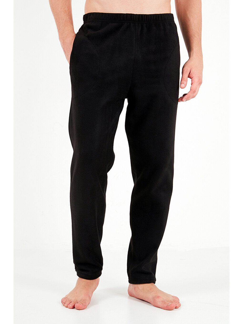 Siyah Lastikli Bel Düz Paça Ultra Soft Polar Pijama Altı 6098001-4