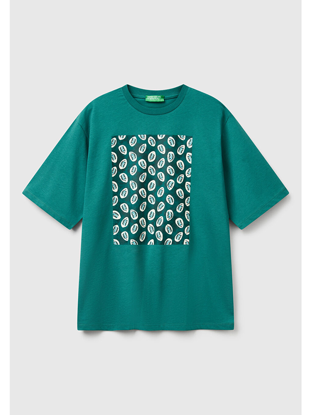 Kadın Koyu Yeşil Pamuk Karışımlı Baskılı T-Shirt-1