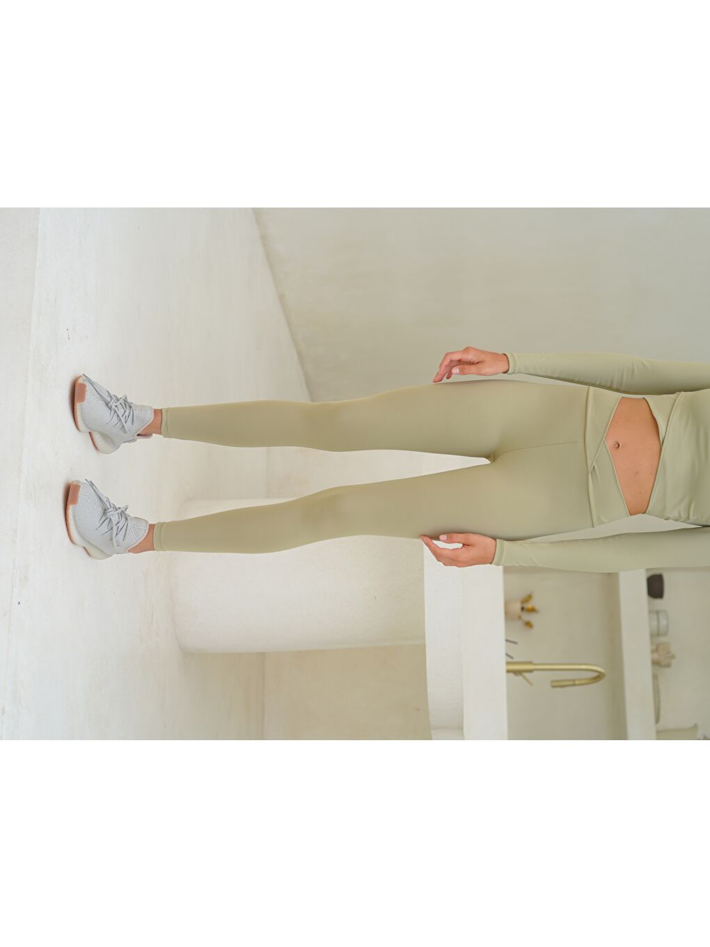 Gaia Çapraz Detay Uzun Soft Haki Tayt-2