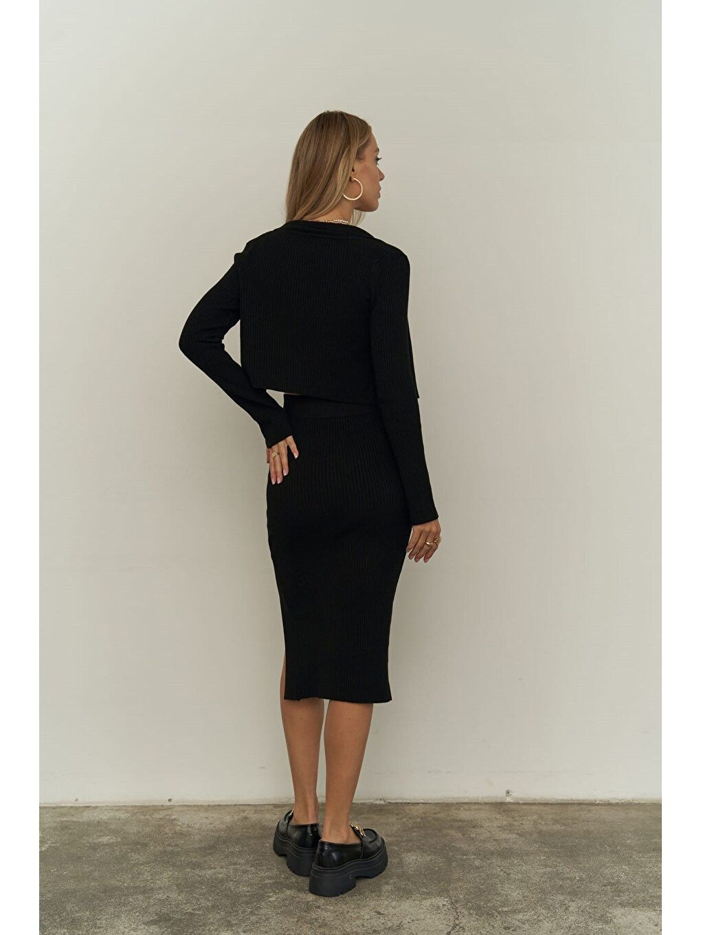 Crochel Siyah Üçlü Triko Takım-2