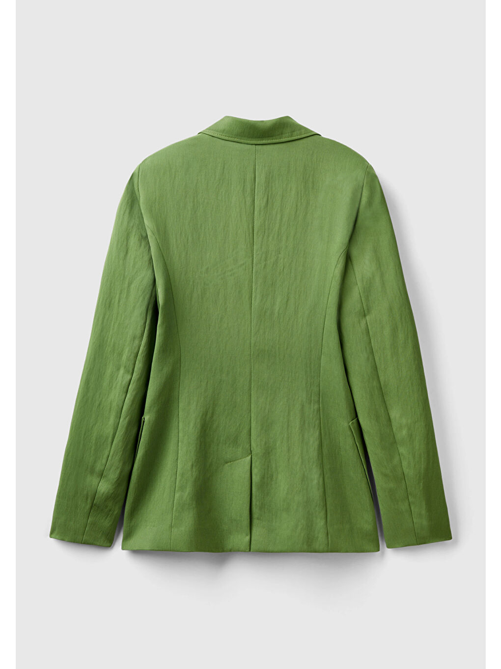 Kadın Soluk Yeşil Liyosel ve Viskoz Karışımlı Yama Cepli Kruvaze Blazer Ceket-3