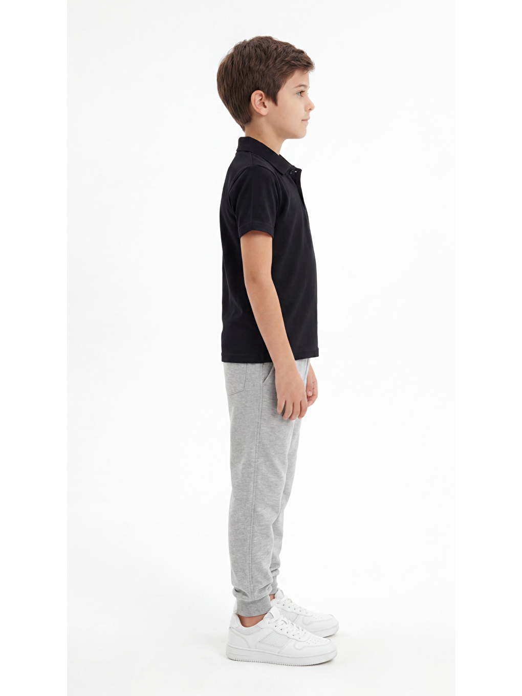 Siyah Erkek Çocuk Okul Kısa Kol Polo Yaka Lakost-2