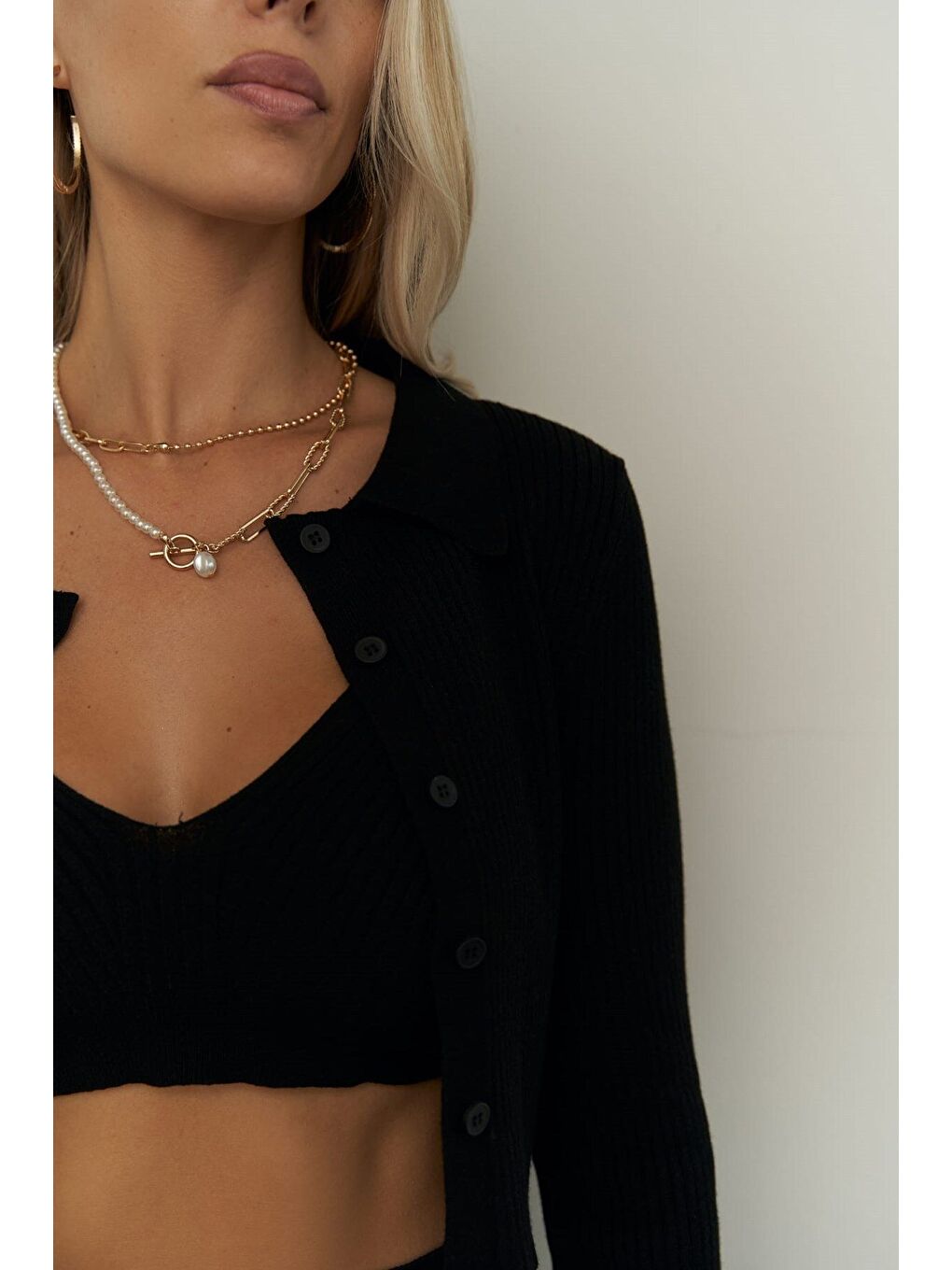 Crochel Siyah Üçlü Triko Takım-5