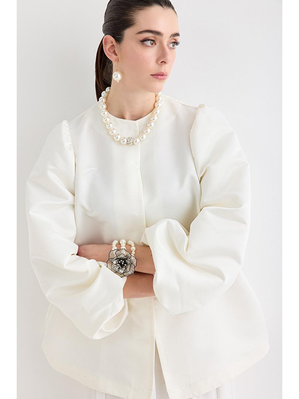 Vera Tafta Ceket Ekru-3