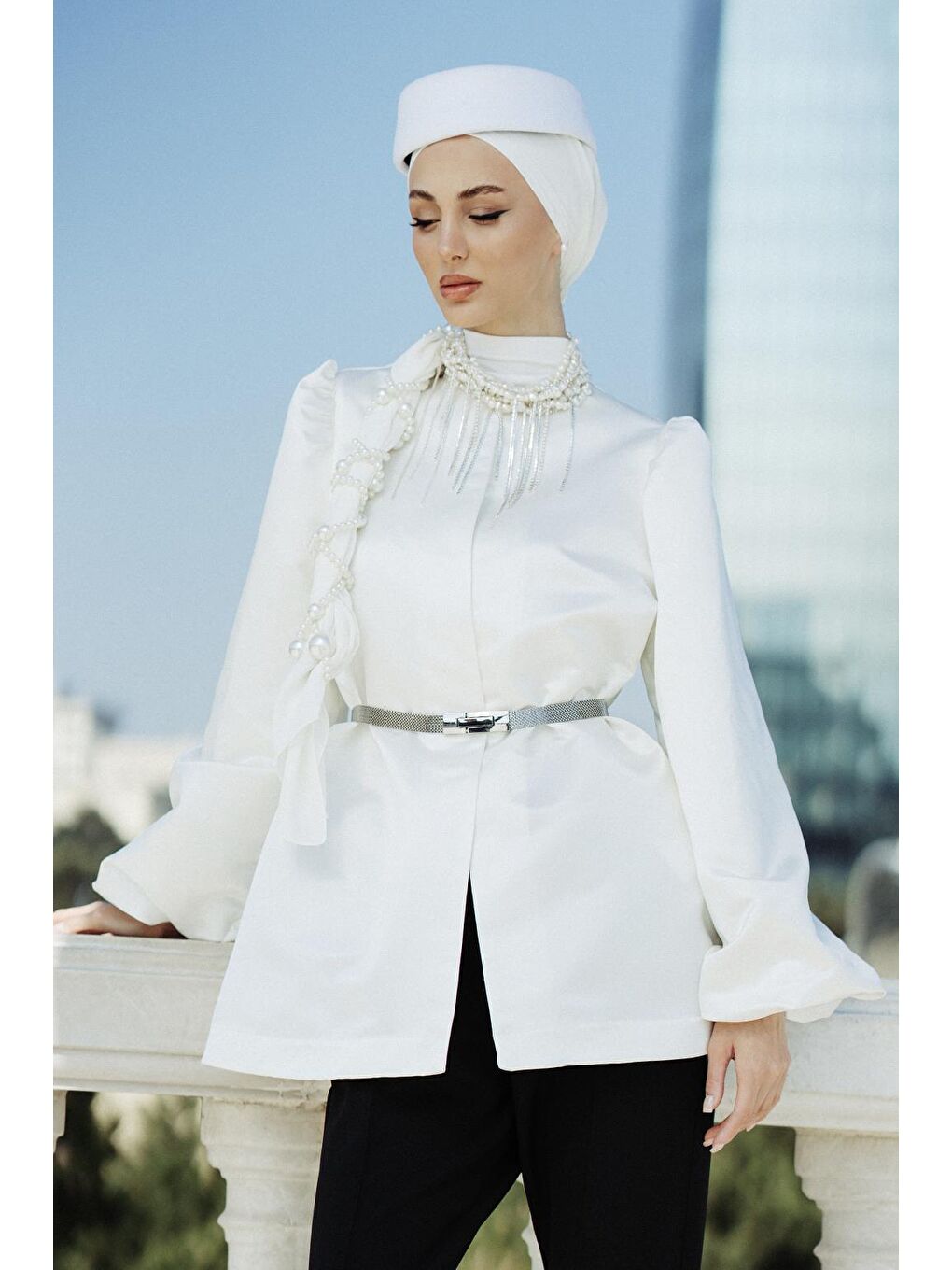 Vera Tafta Ceket Ekru-4