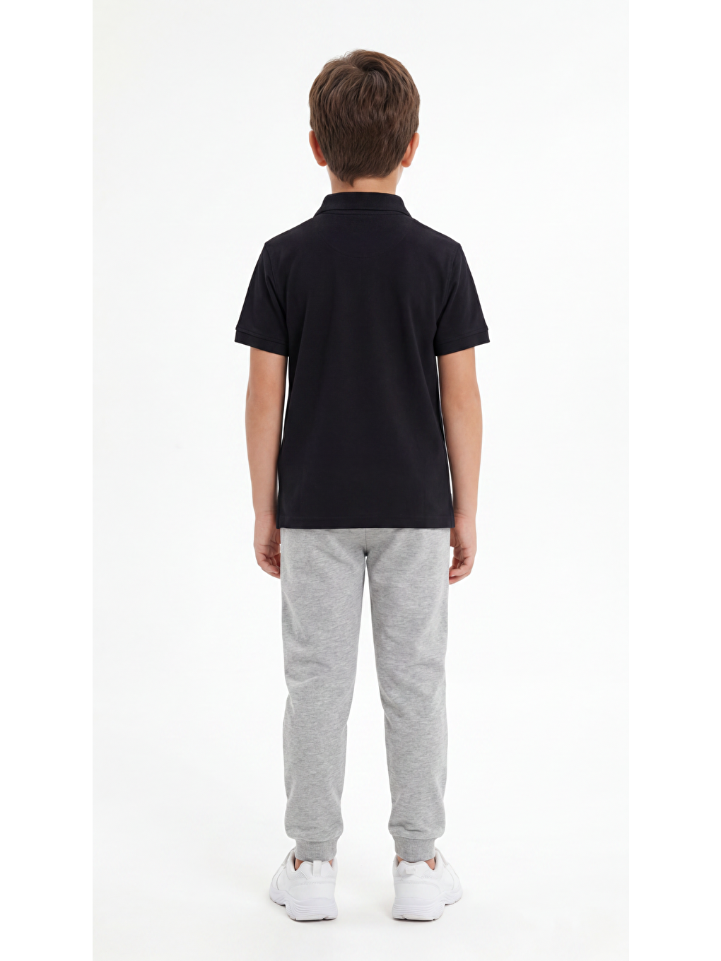 Siyah Erkek Çocuk Okul Kısa Kol Polo Yaka Lakost-3