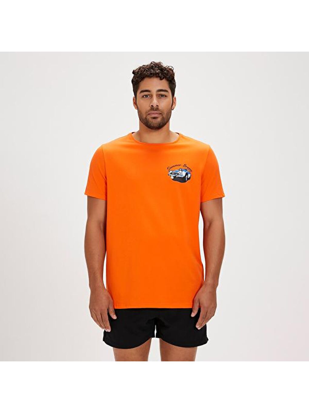 Dustin Erkek Turuncu Yuvarlak Yaka Tişört-3
