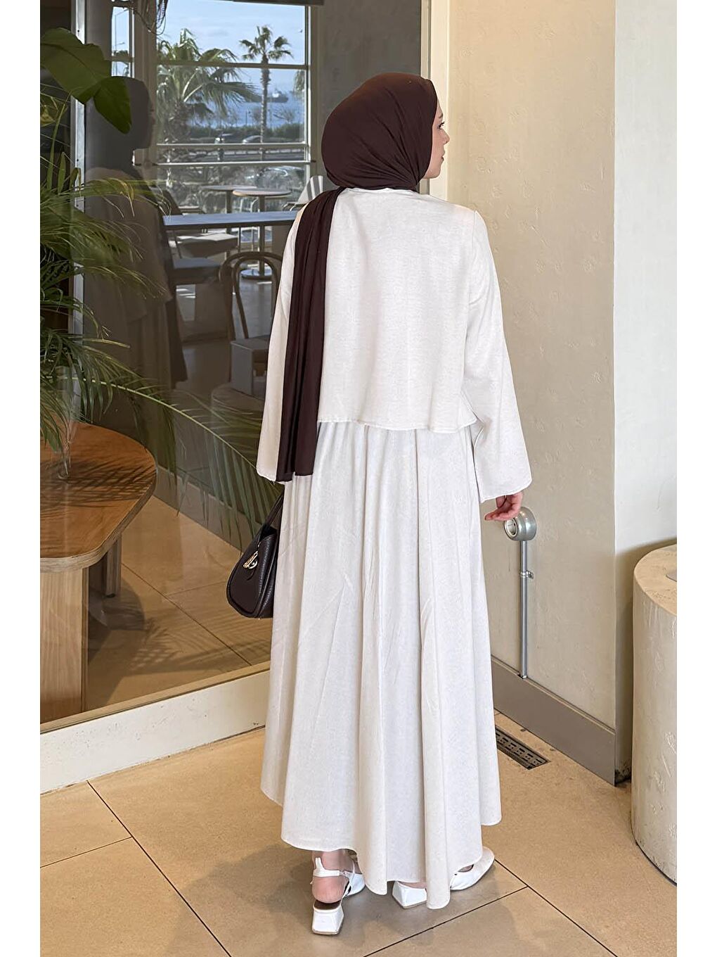 Bej Pileli Bağlama Detaylı Takım Taş-3