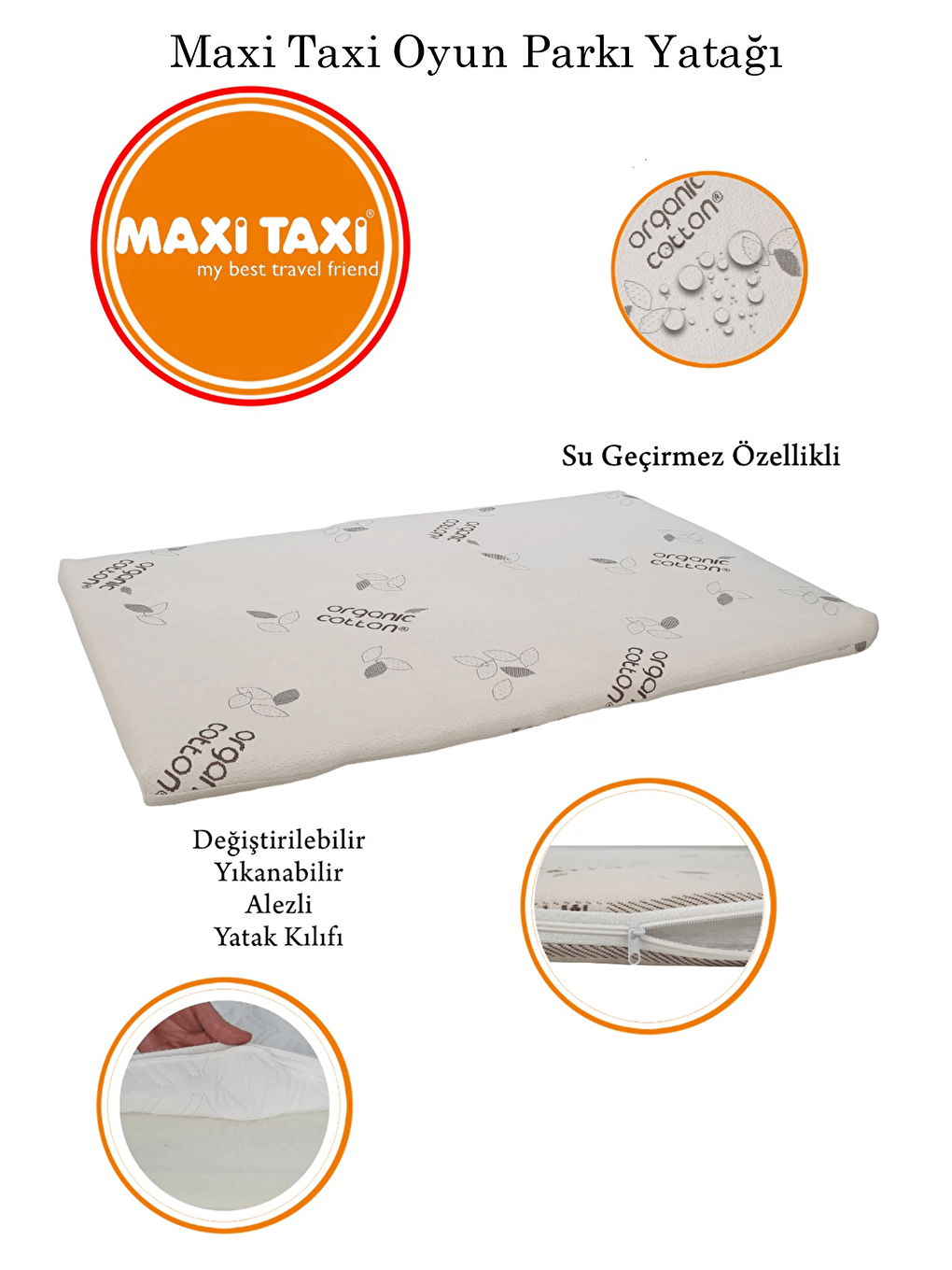 Maxi Taxi Renksiz Organik Pamuk Oyun Parkı Yatağı 70x120 - 1