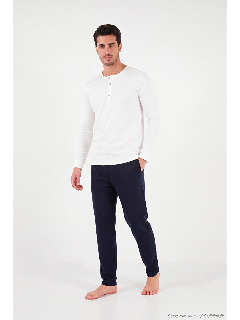 Lacivert Lastikli Bel Düz Paça Ultra Soft Polar Pijama Altı 6098001-2