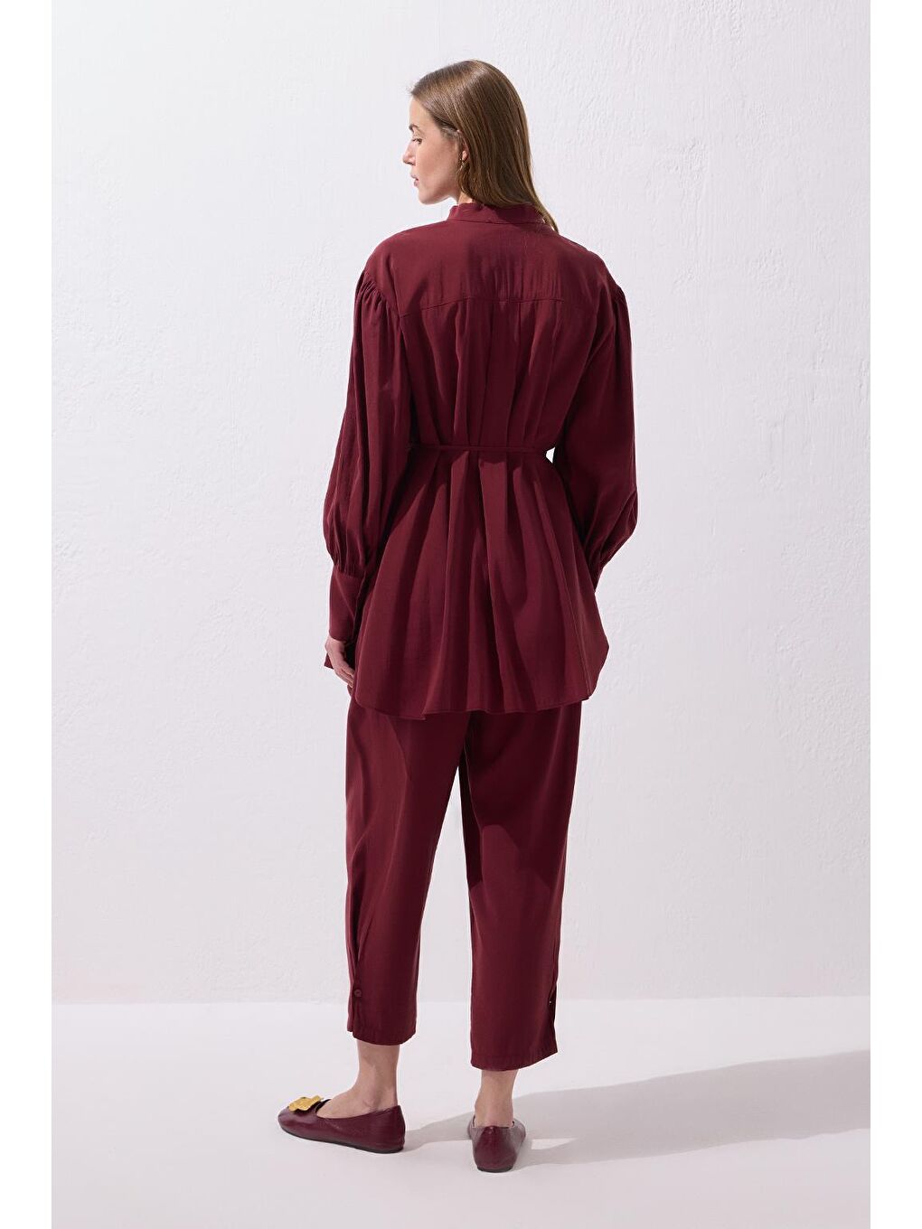 Tina Gömlek Pantolon Takım Bordo-2