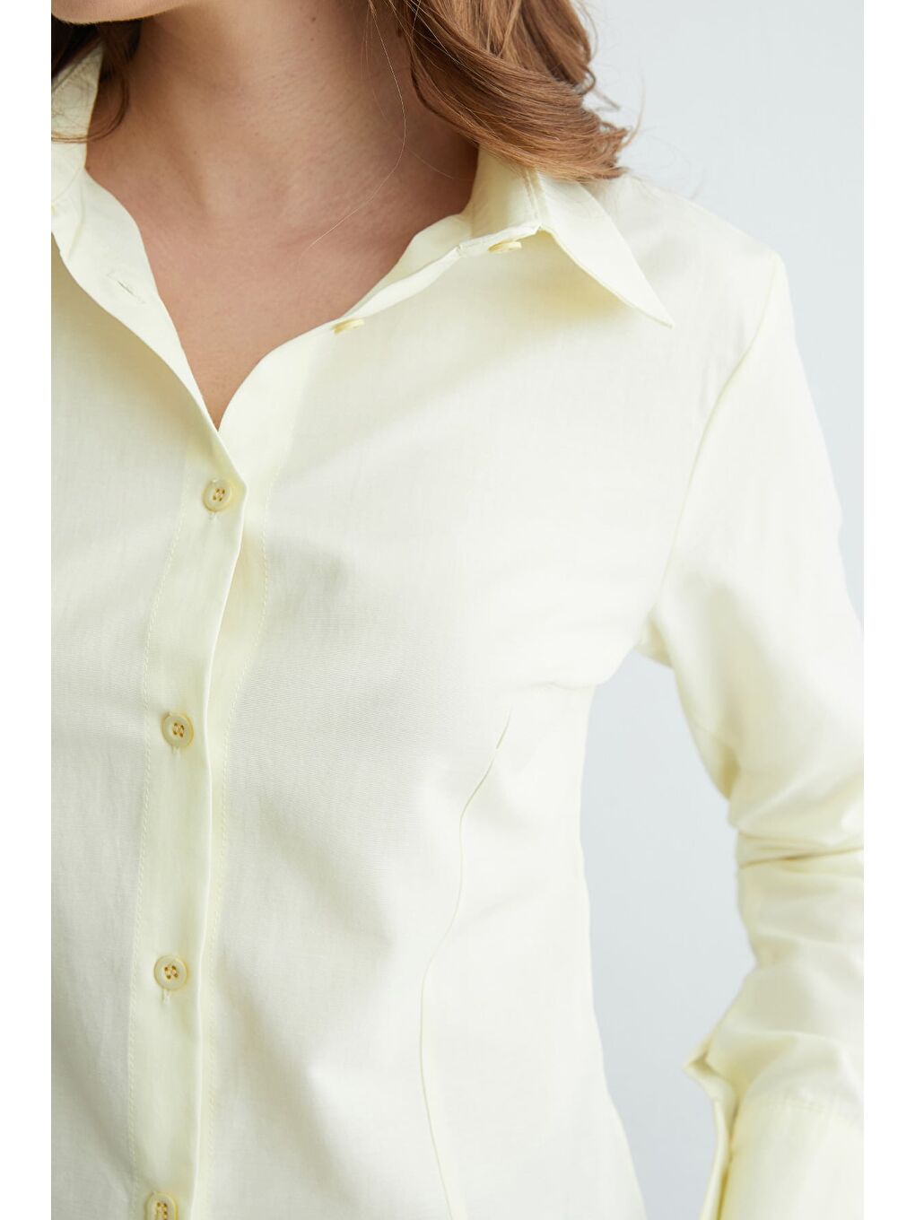 Sarı Basic Pensli Slim Fit Gömlek-3