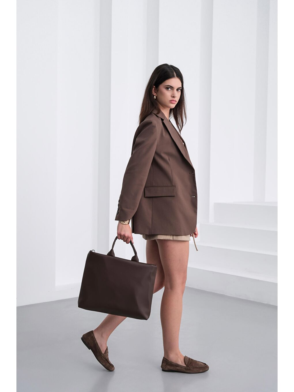 Kahverengi Didas Omuz Ve Evrak Çantası Acı Kahve-3