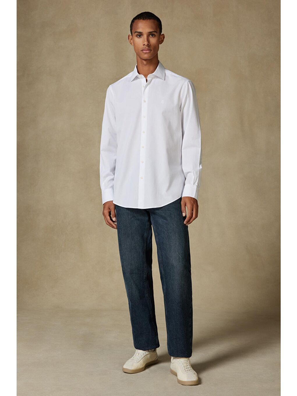 Piero Gabardin Pamuklu Comfort Fit Beyaz Klasik Yaka Erkek Düz Gömlek