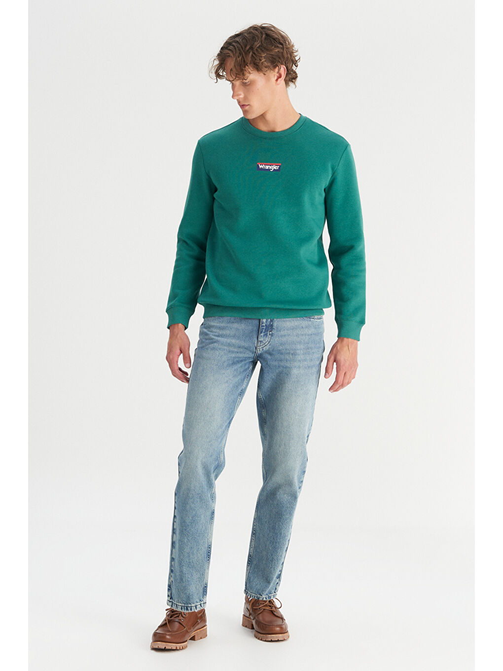 Regular Fit Normal Kesim Bisiklet Yaka İçi Polarlı Yeşil Sweatshirt-1