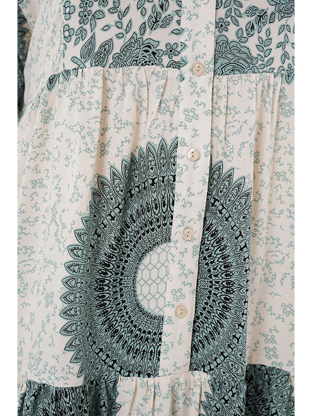 Yeşil 2423 Otantik Desenli Tesettür Elbise - C. Çağla-3