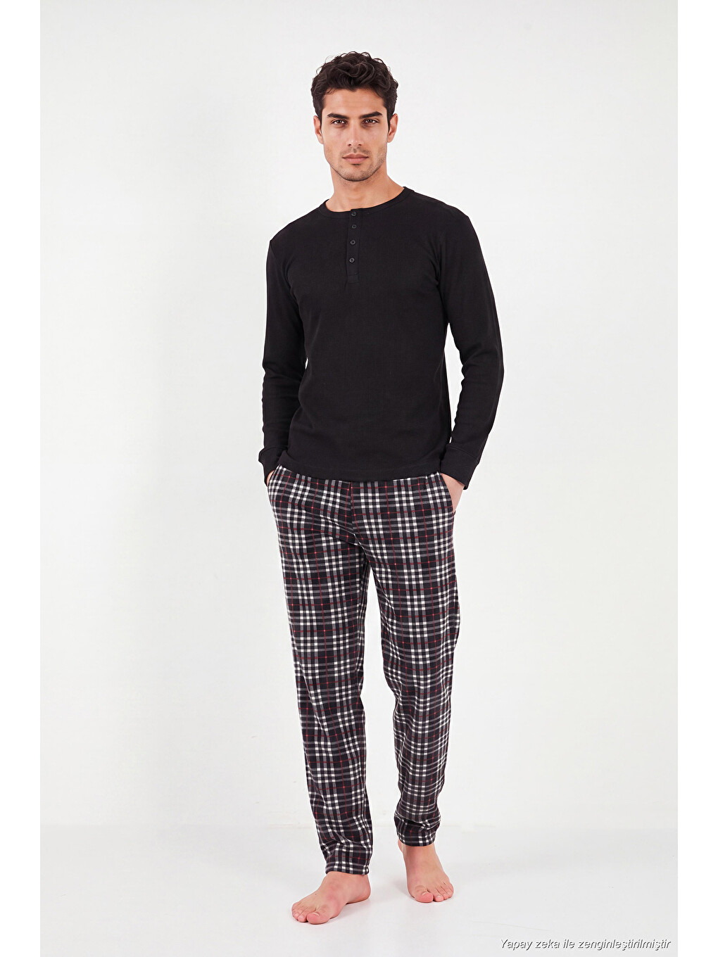 Siyah Lastikli Bel Düz Paça Ultra Soft Polar Pijama Altı 6098001-1