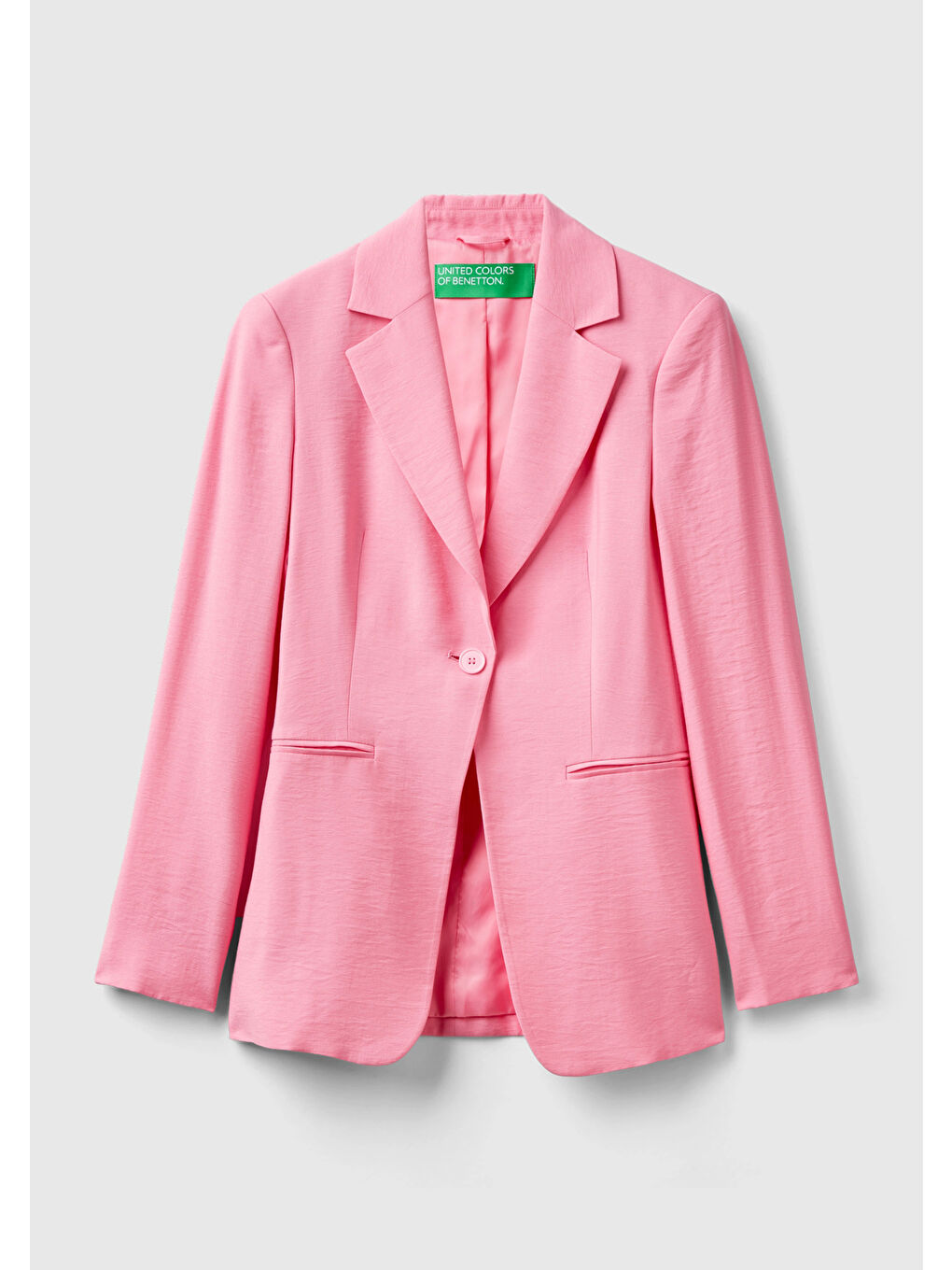 Kadın Açık Pembe Viskoz Karışımlı Slim Fit Blazer Ceket-1