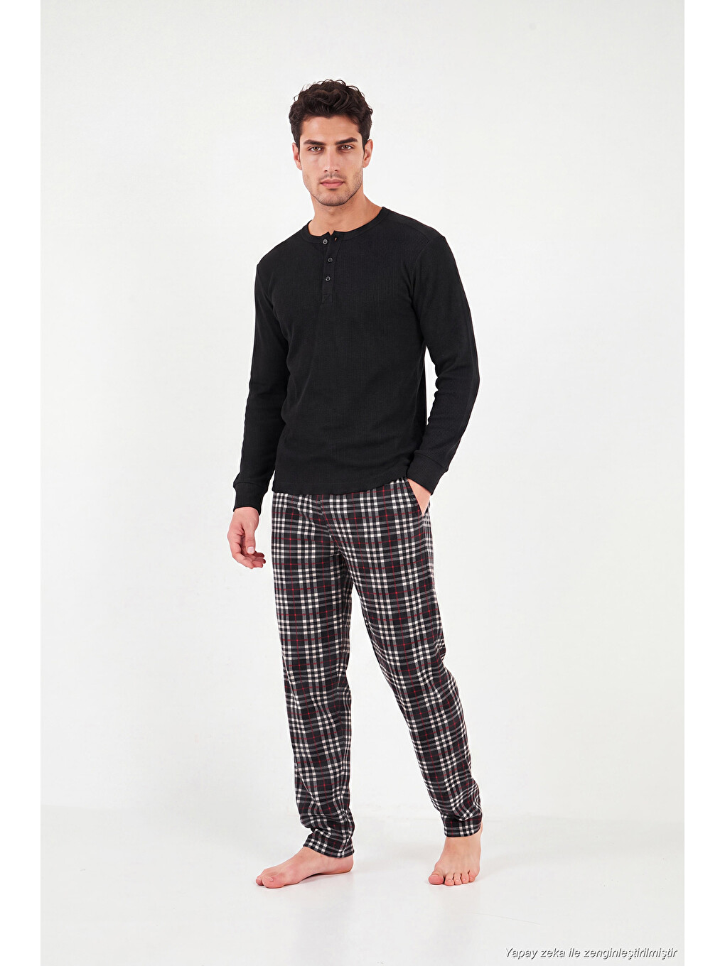 Siyah Lastikli Bel Düz Paça Ultra Soft Polar Pijama Altı 6098001-2