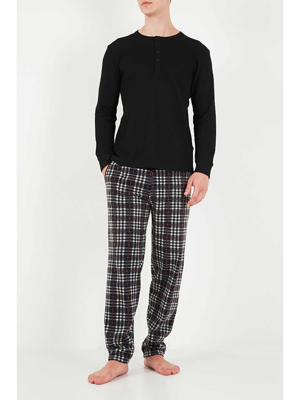Siyah Lastikli Bel Düz Paça Ultra Soft Polar Pijama Altı 6098001-3