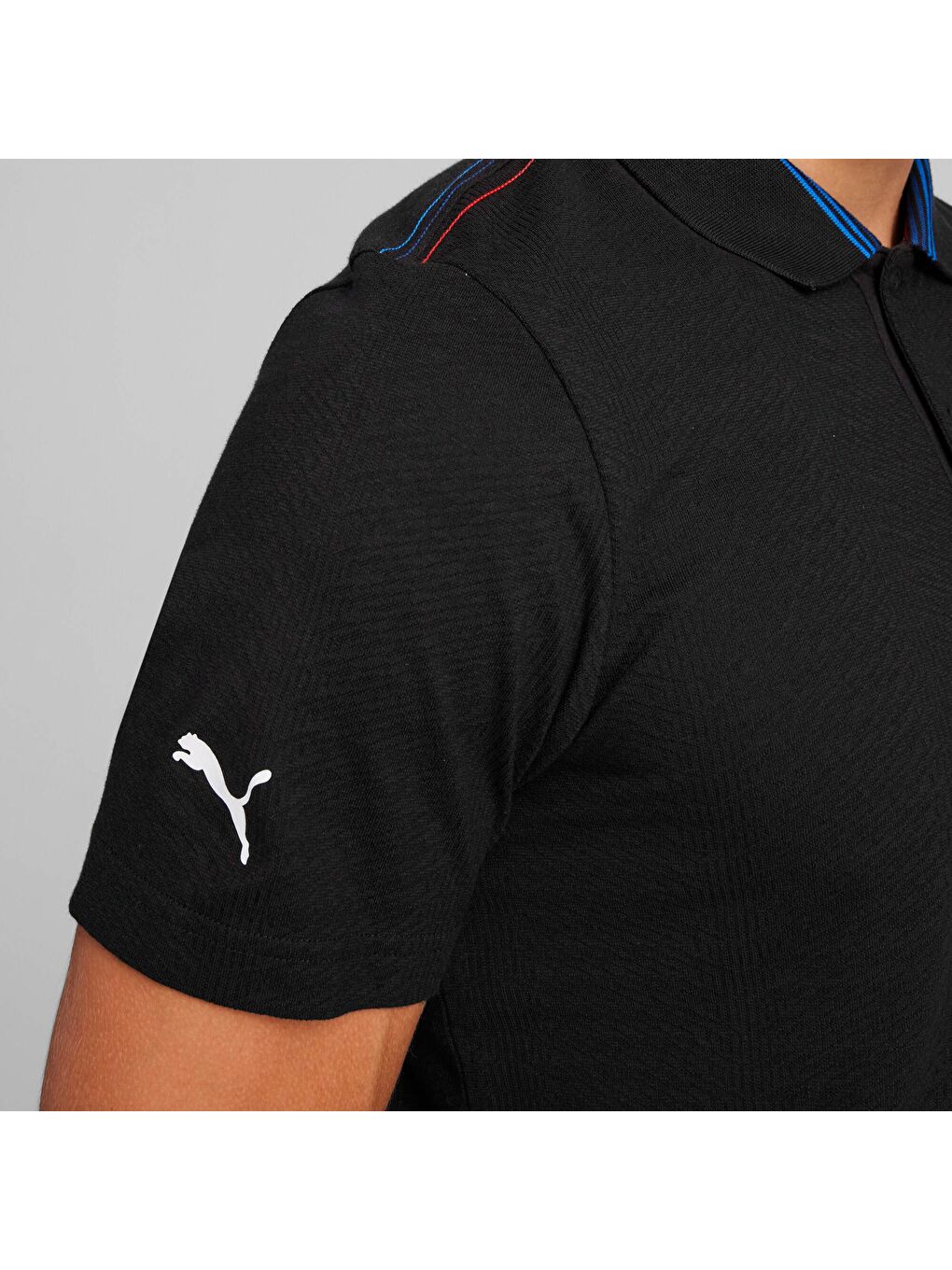 Siyah BMW M Motorsport Jacquard Erkek Polo-3