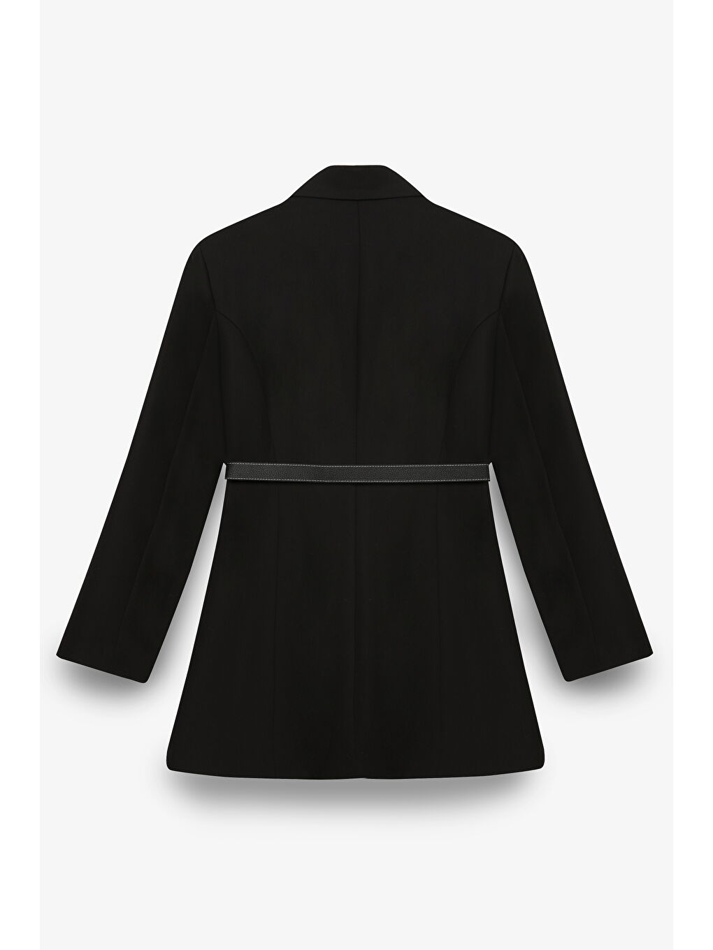 Kemerli Çanta Aksesuarlı Blazer Ceket Elbise Siyah-2