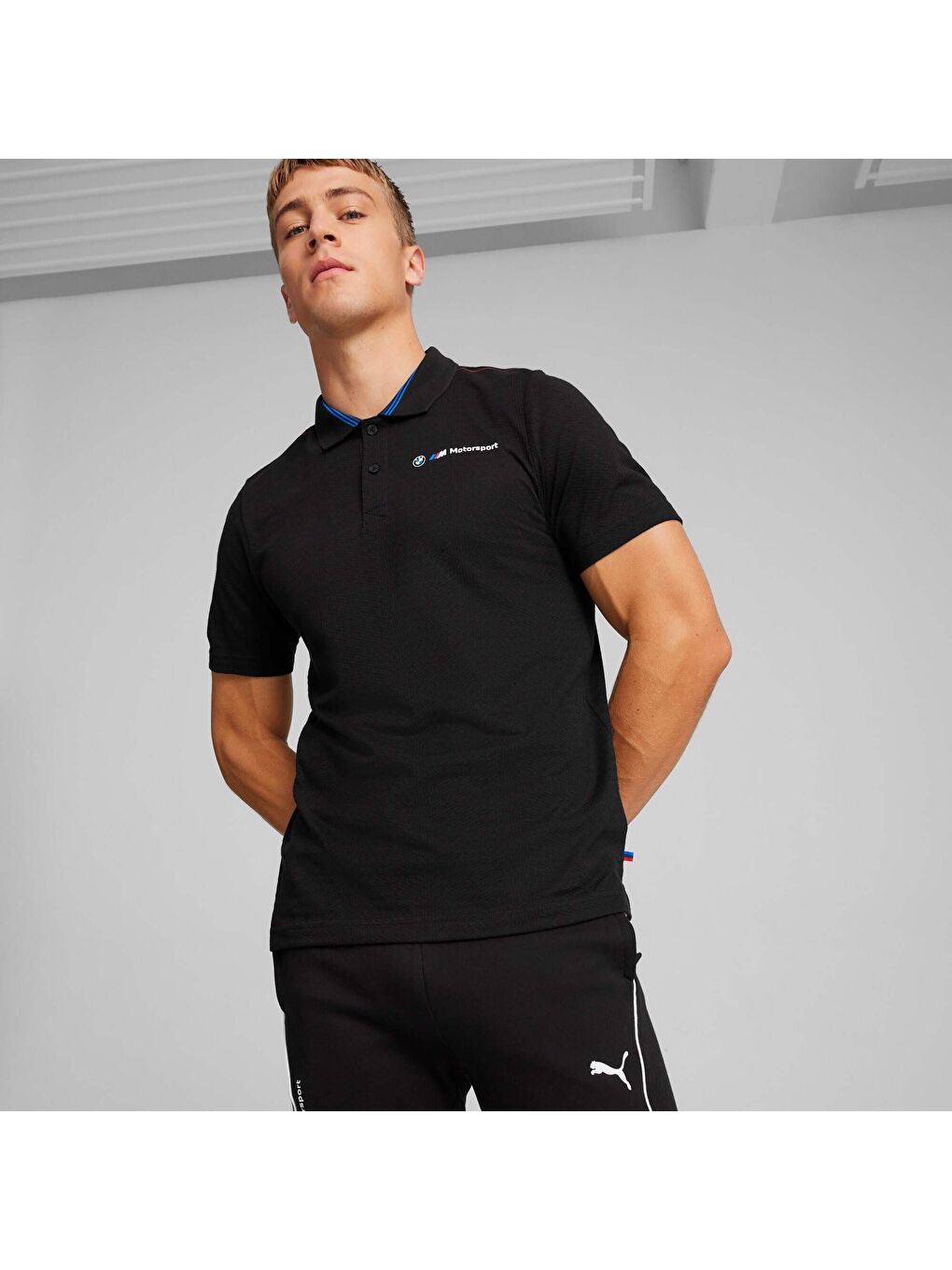 Siyah BMW M Motorsport Jacquard Erkek Polo-7