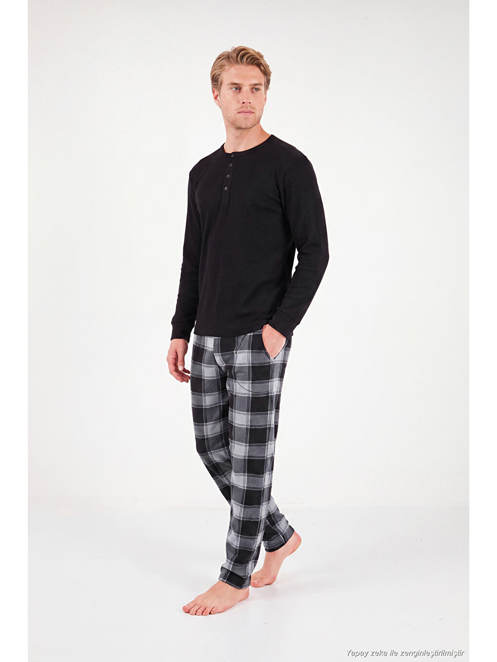 Gri Lastikli Bel Düz Paça Ultra Soft Polar Pijama Altı 6098001-1