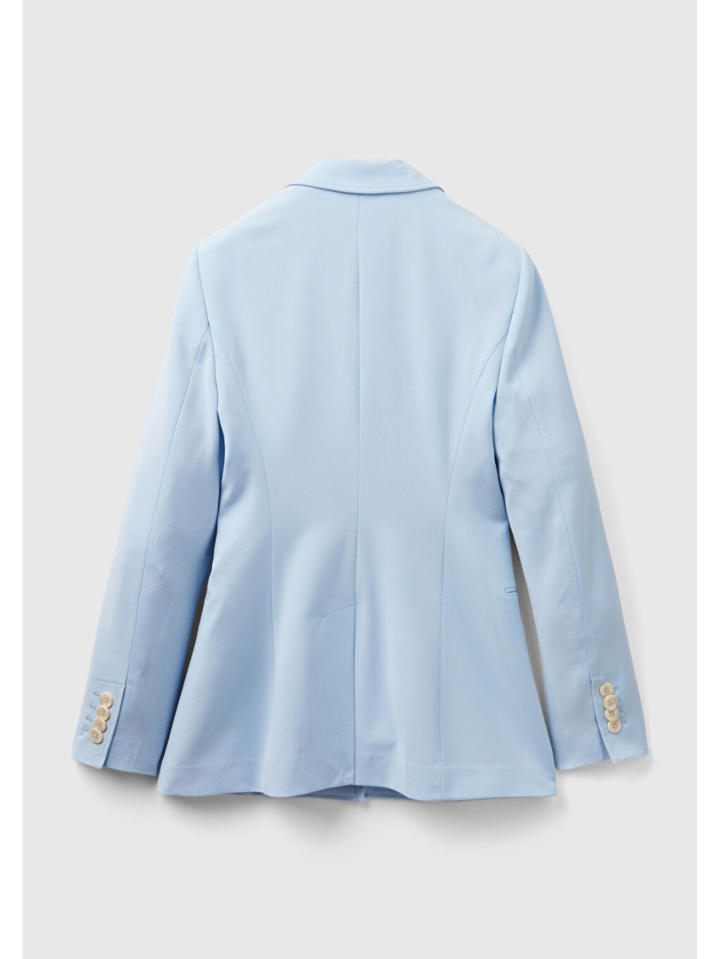 Kadın Açık Mavi Maskulen Kesim Önü Düğmeli Yalancı Kruvaze Ceket-3