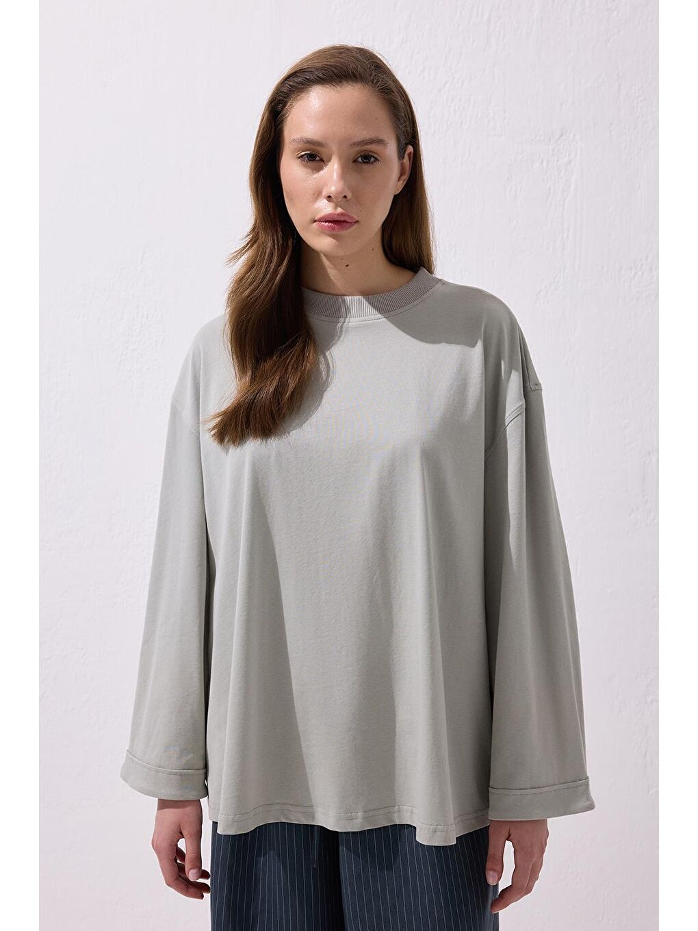 Vanille Pamuk Bluz Gri-1
