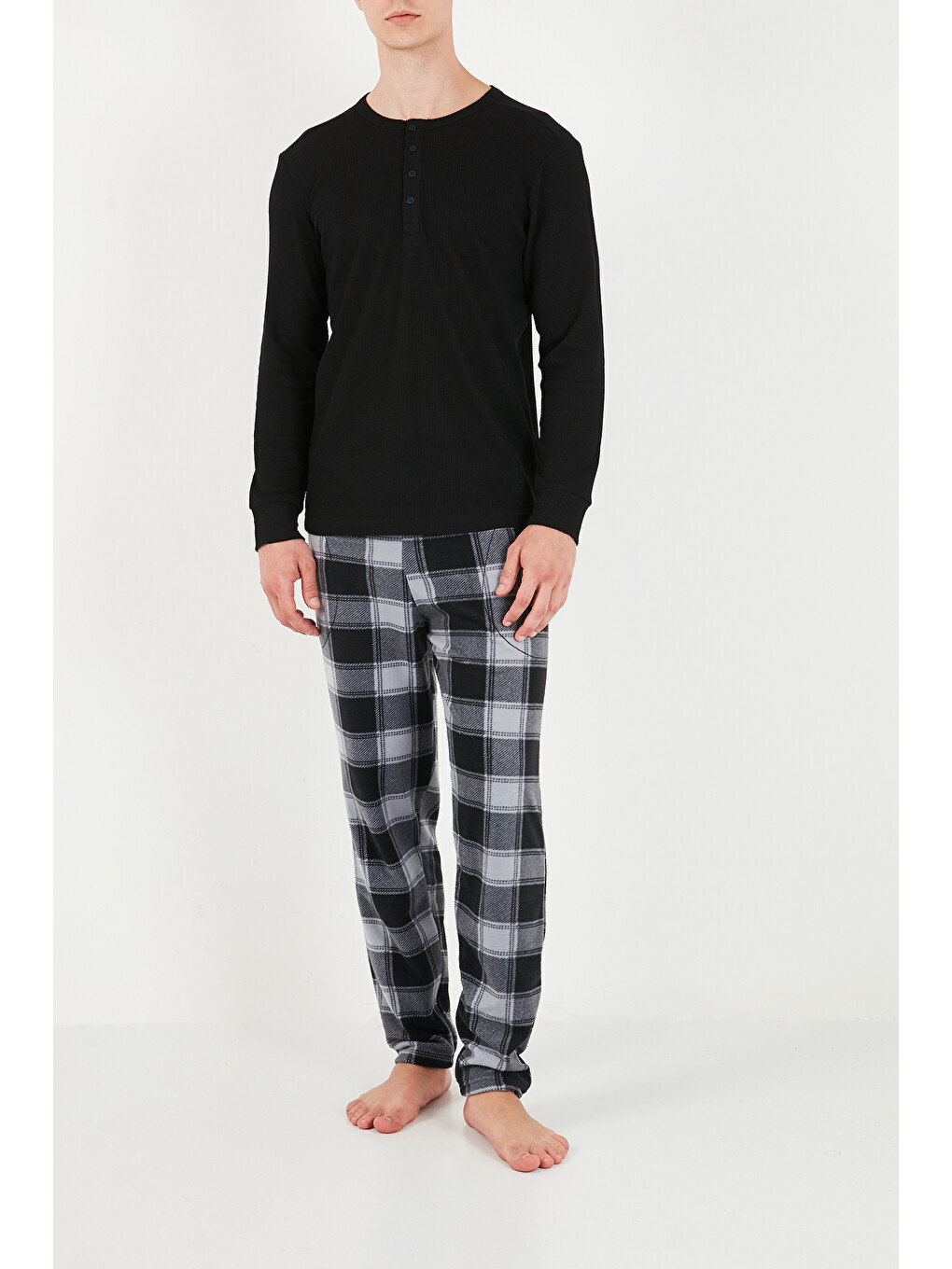 Gri Lastikli Bel Düz Paça Ultra Soft Polar Pijama Altı 6098001-3