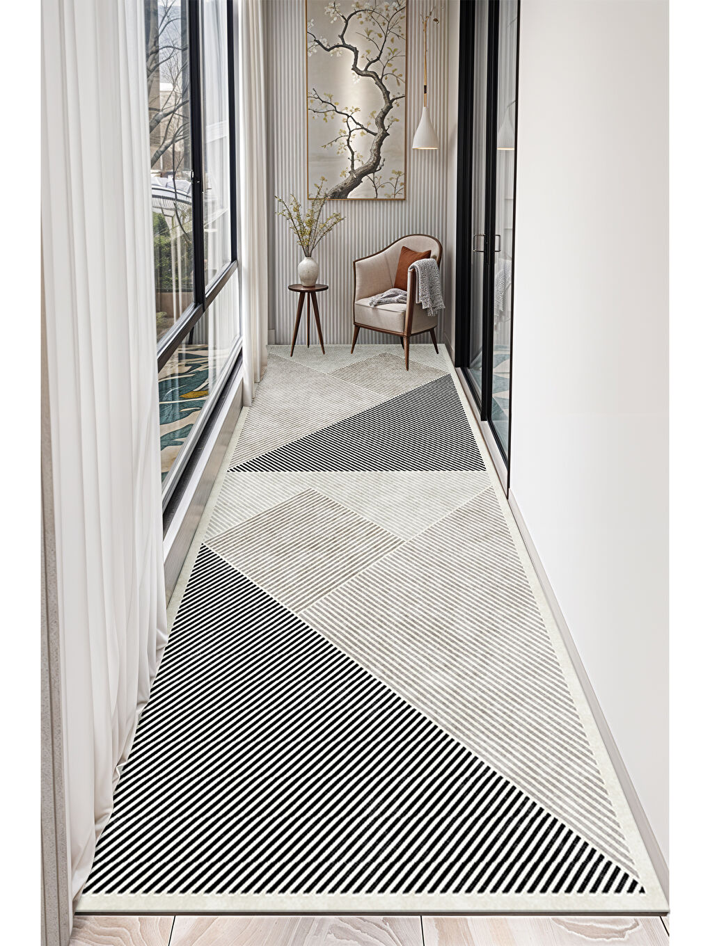 Gri Dekoratif Soft Modern Kaymaz Yıkanabilir Salon Halısı Mutfak Halısı Koridor Halısı Yolluk-4