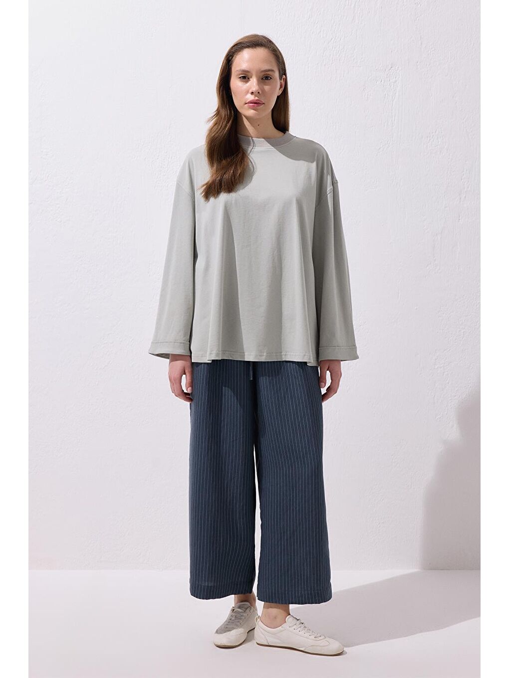 Vanille Pamuk Bluz Gri-3