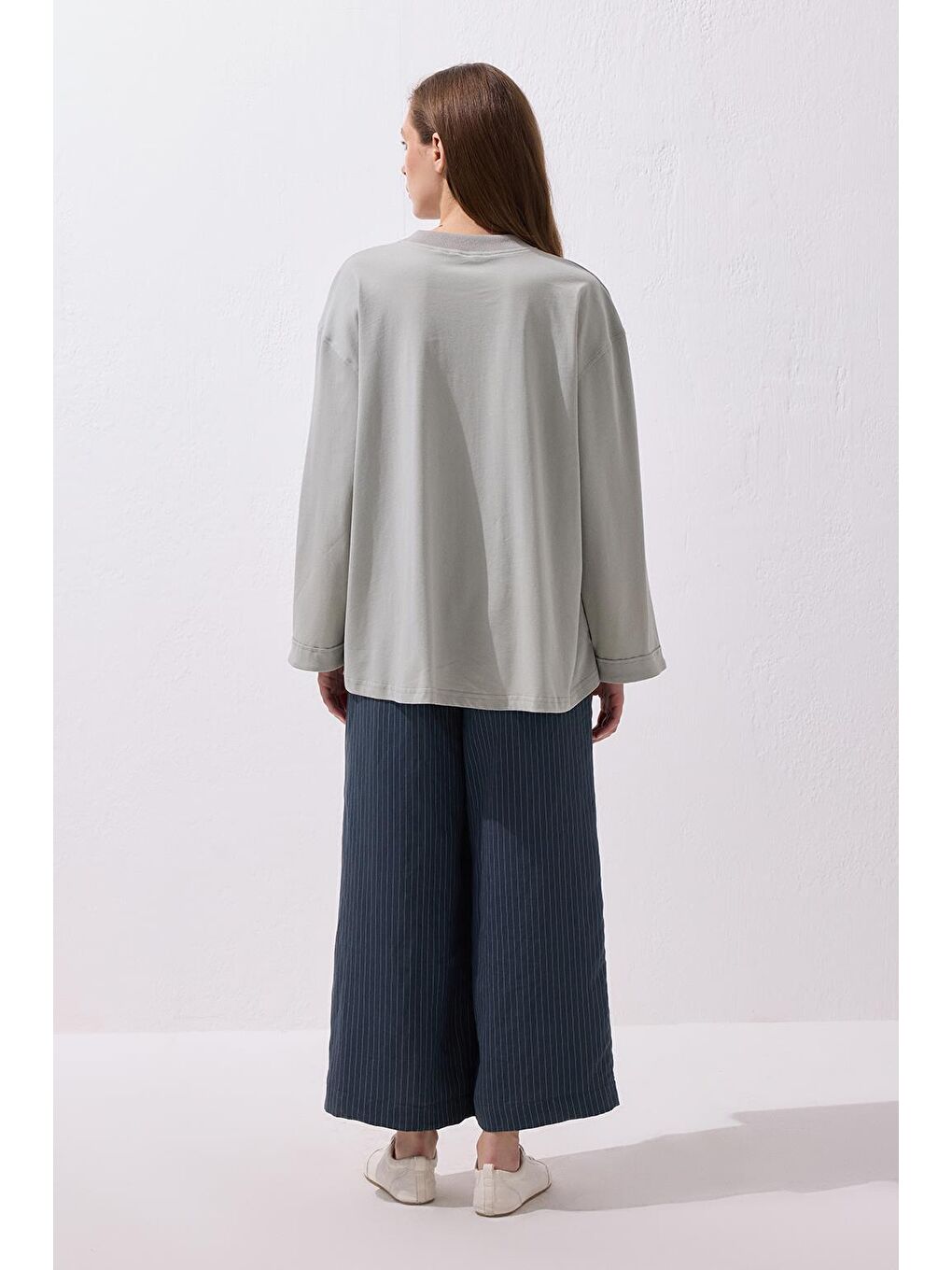 Vanille Pamuk Bluz Gri-4