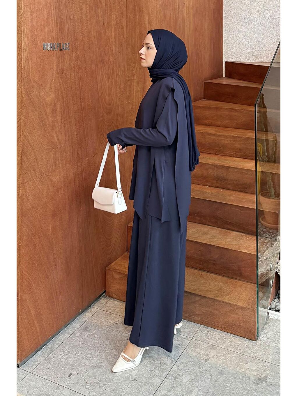 Pelerinli Tesettür Takım Lacivert-1