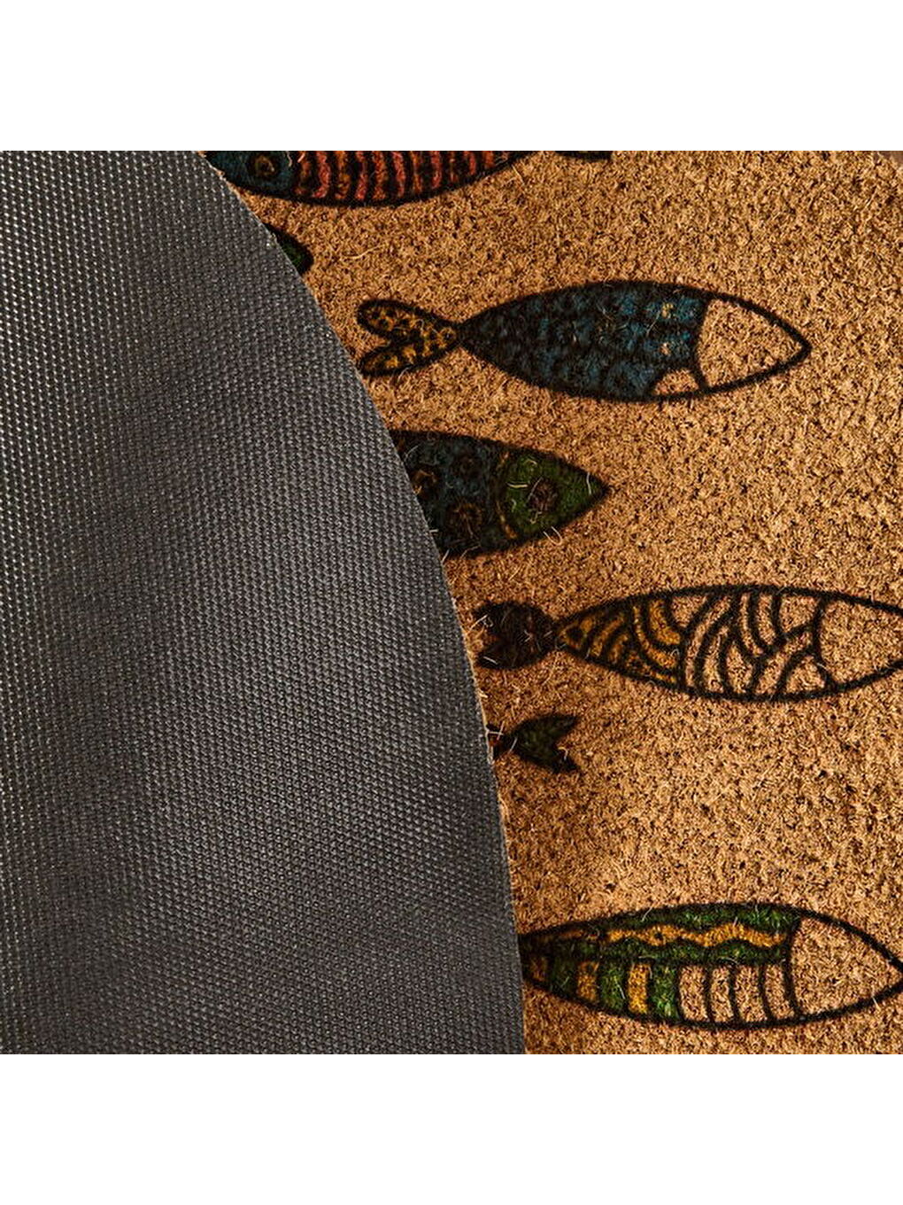 Karışık Koko Fish Yarım Ay Kapı Önü Paspası - Renkli - 45x75 cm-1