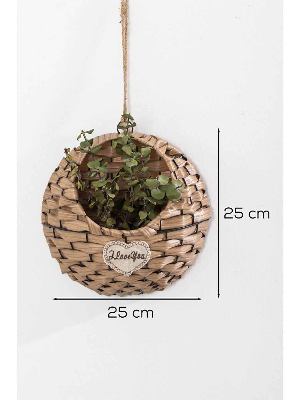 Kahverengi 2065-2 Taupe Dekoratif Çok Amaçlı Saksılık Hasır Modelli Saksı Çiçeklik 25x25cm-2