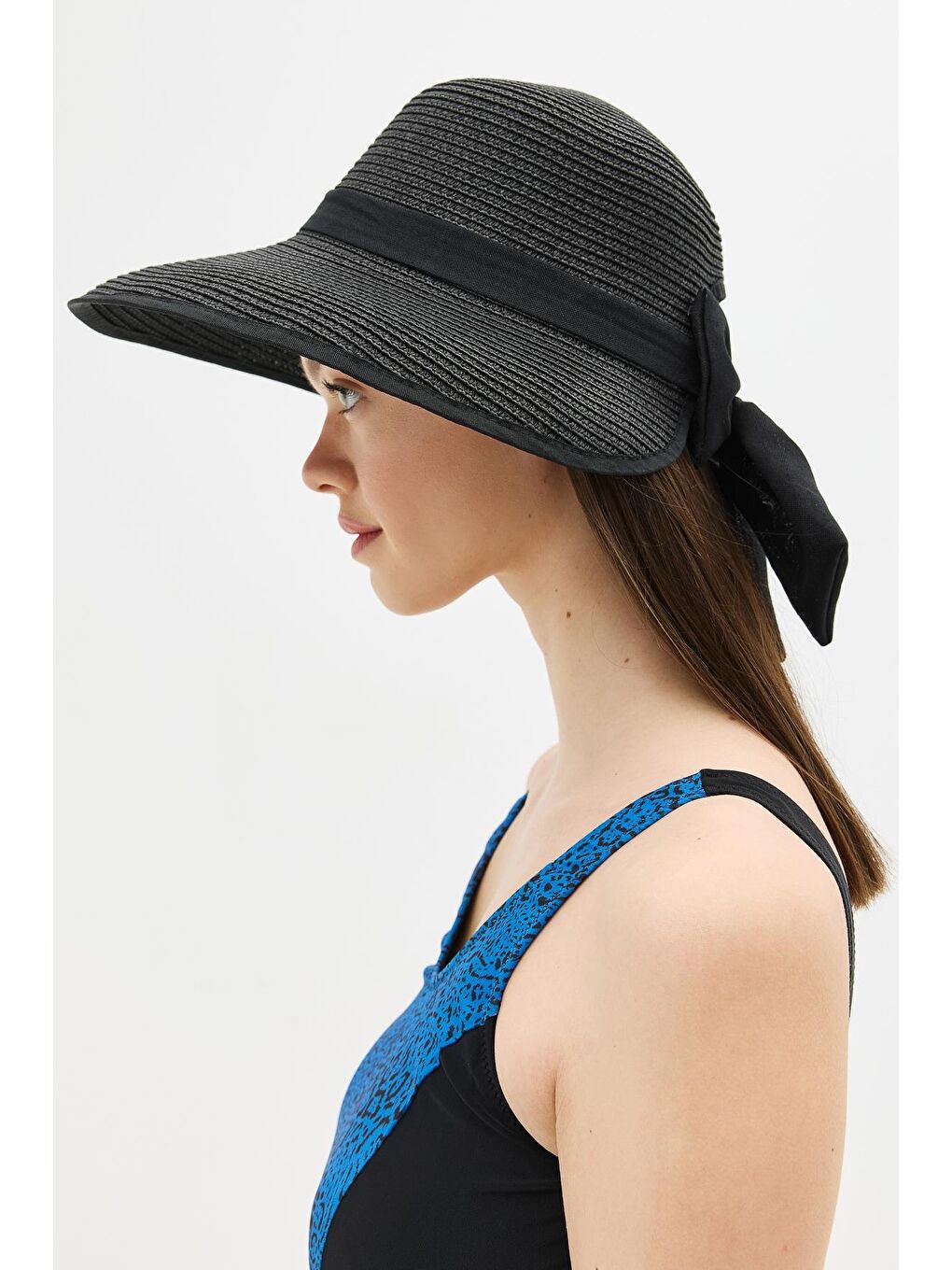 Siperli Hasır Plaj Şapkası Y25730-27 Siyah-1
