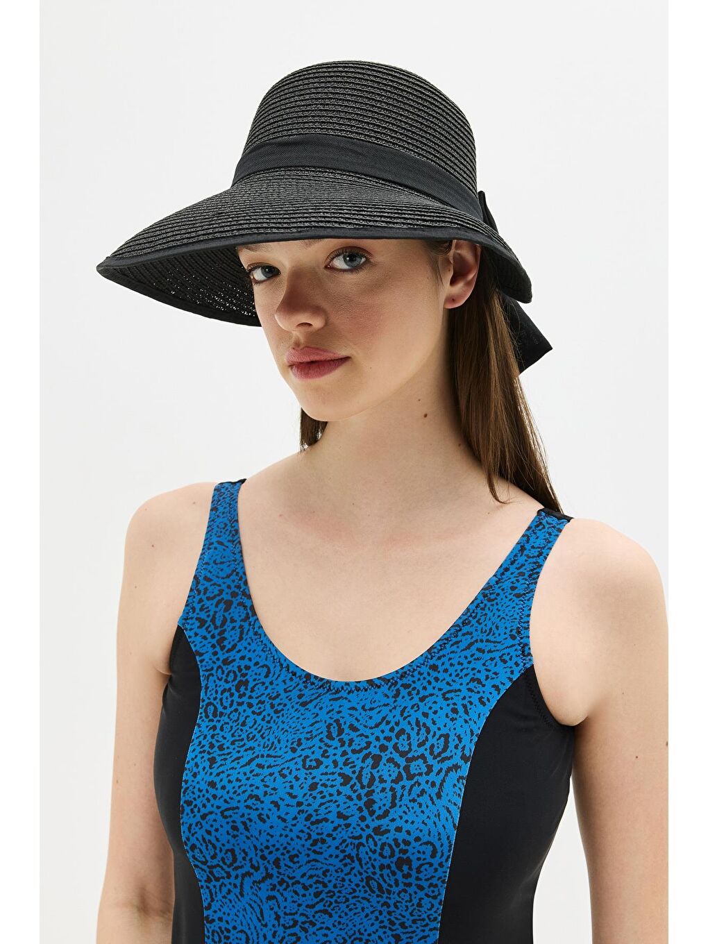 Siperli Hasır Plaj Şapkası Y25730-27 Siyah-2