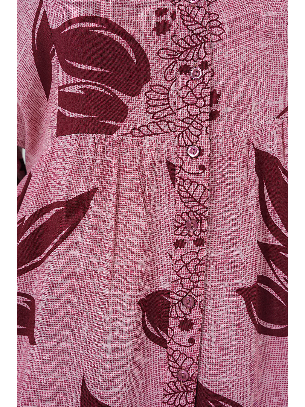 Kırmızı 2423 Otantik Desenli Tesettür Elbise - Y.Gül Kurusu-3