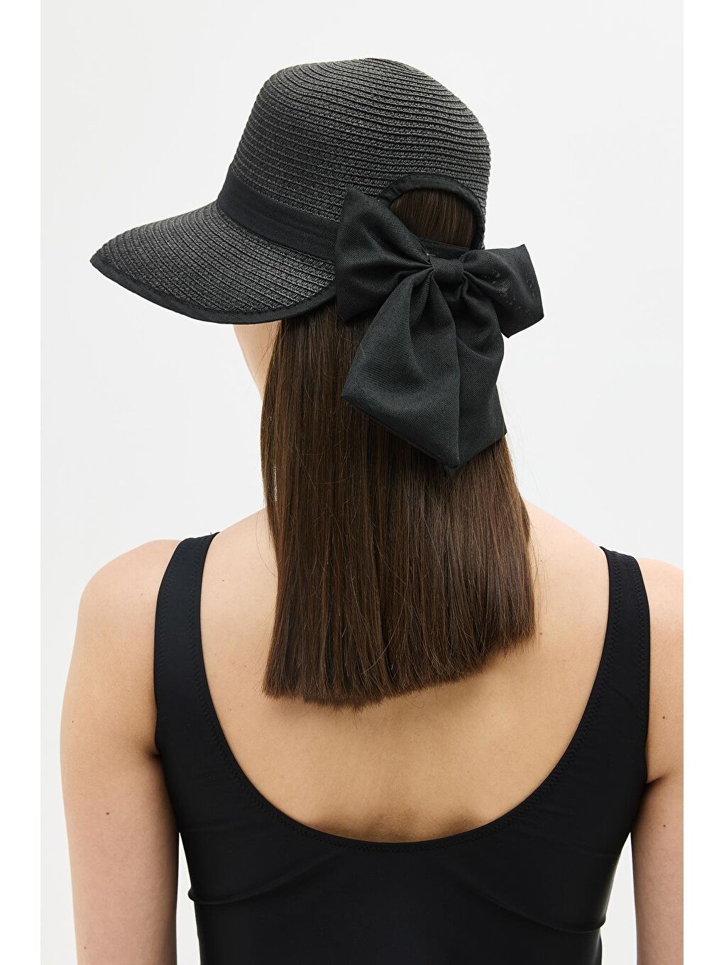 Siperli Hasır Plaj Şapkası Y25730-27 Siyah-3