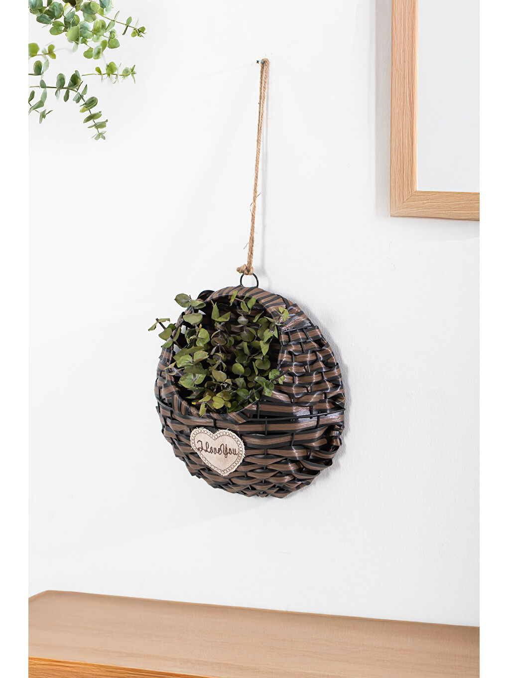 Kahverengi 2065-1 Kahve Dekoratif Çok Amaçlı Saksılık Hasır Modelli Saksı Çiçeklik 25x25cm-1