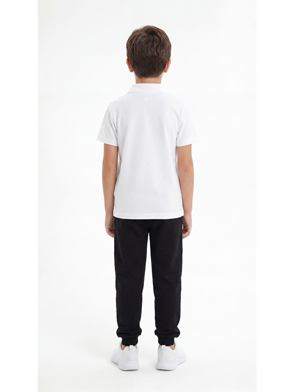 Beyaz Erkek Çocuk Okul Kısa Kol Polo Yaka Lakost-3