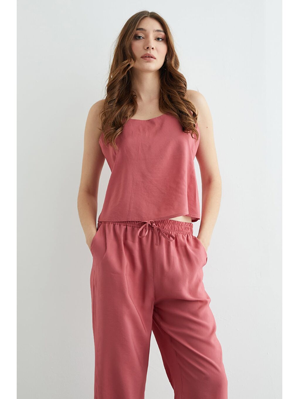 Pembe Basic İp Askılı Beli Lastikli 2 Li Takım-4
