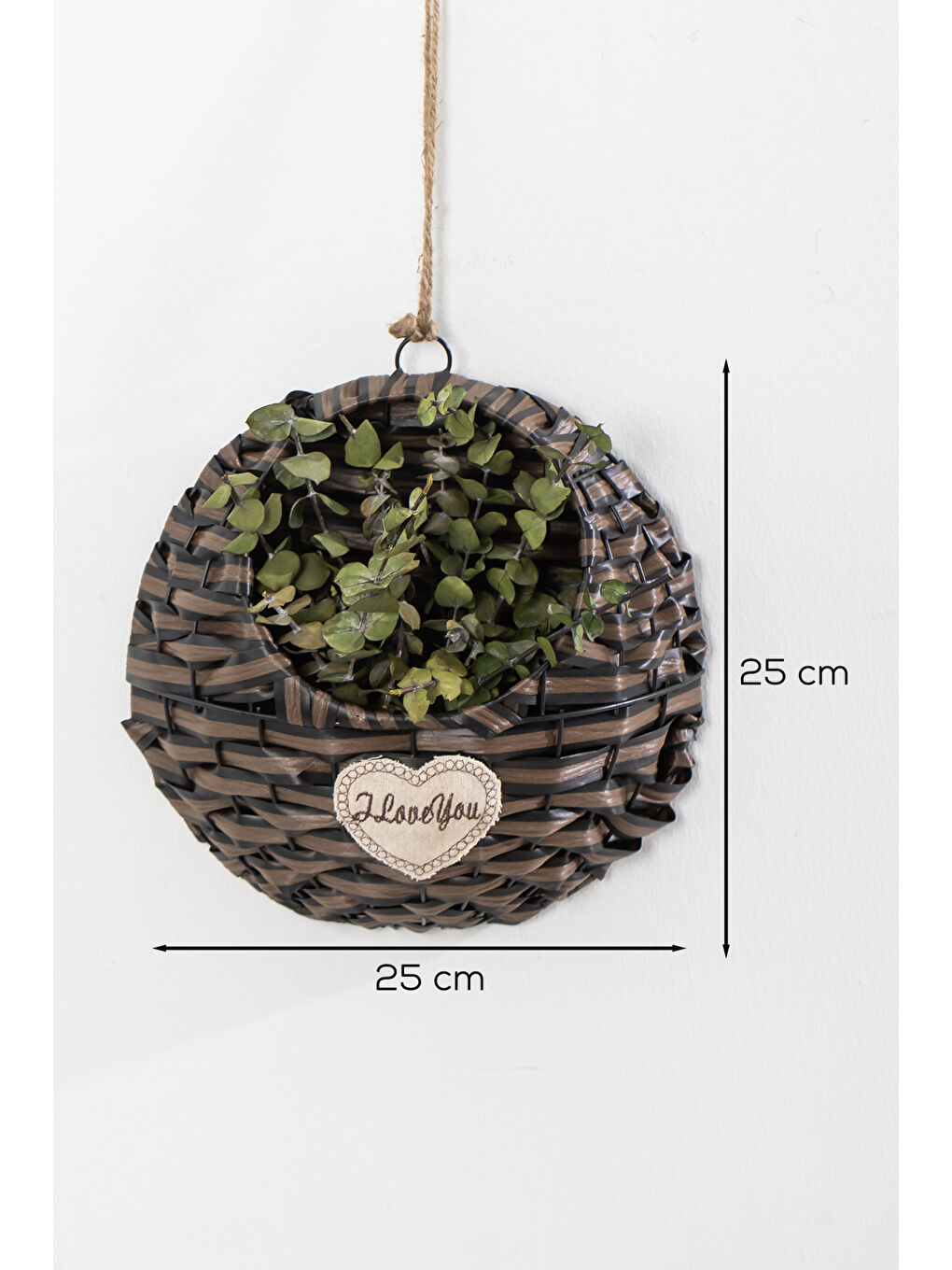 Kahverengi 2065-1 Kahve Dekoratif Çok Amaçlı Saksılık Hasır Modelli Saksı Çiçeklik 25x25cm-2