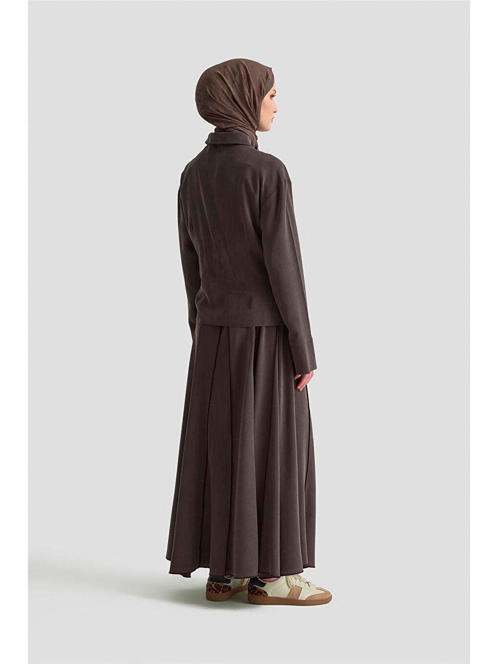 Kahverengi Volanlı Etek 25Kd1109 Kahve-3