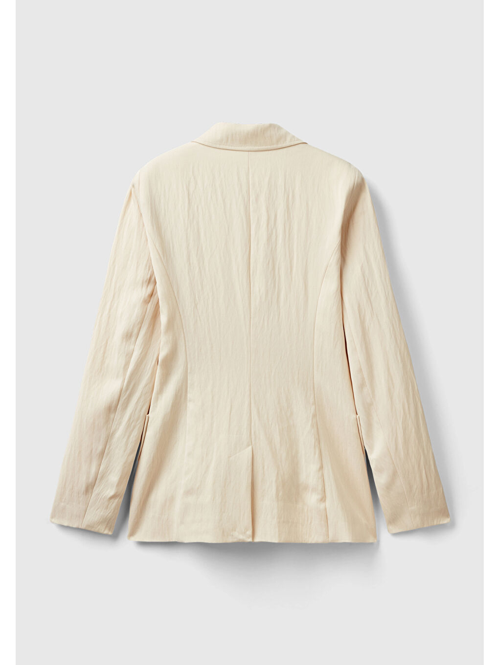 Kadın Bej Liyosel Ve Viskoz Karışımlı Yama Cepli Kruvaze Blazer Ceket-3