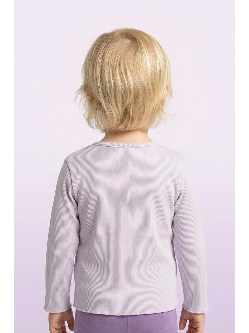Lila Kız Çocuk Fitilli %100 Pamuklu Düğmeli Hırka-2